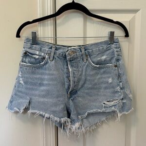AGOLDE Parker Vintage Cutoff Organic Denim Shorts with Multiple Buttons